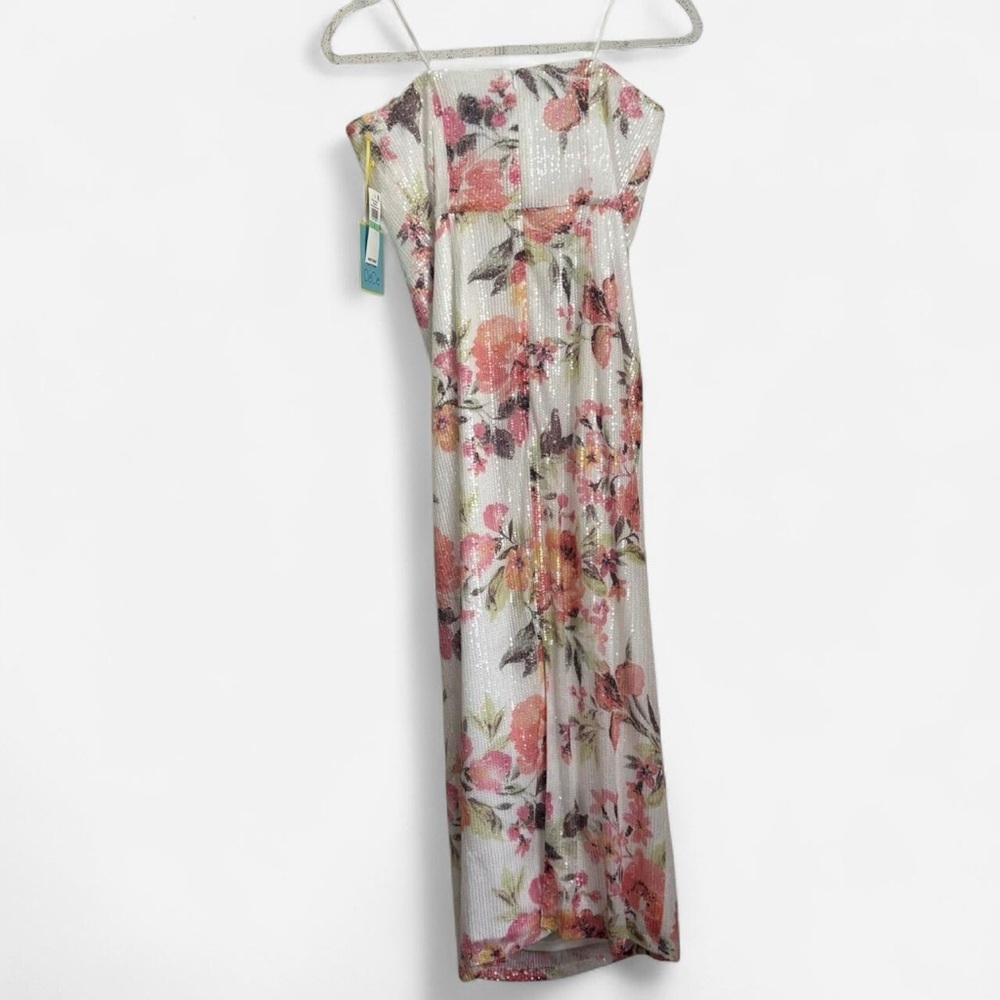 NWT CeCe New Ivory Floral Strapless Sequin Dress - Picture 2 of 6